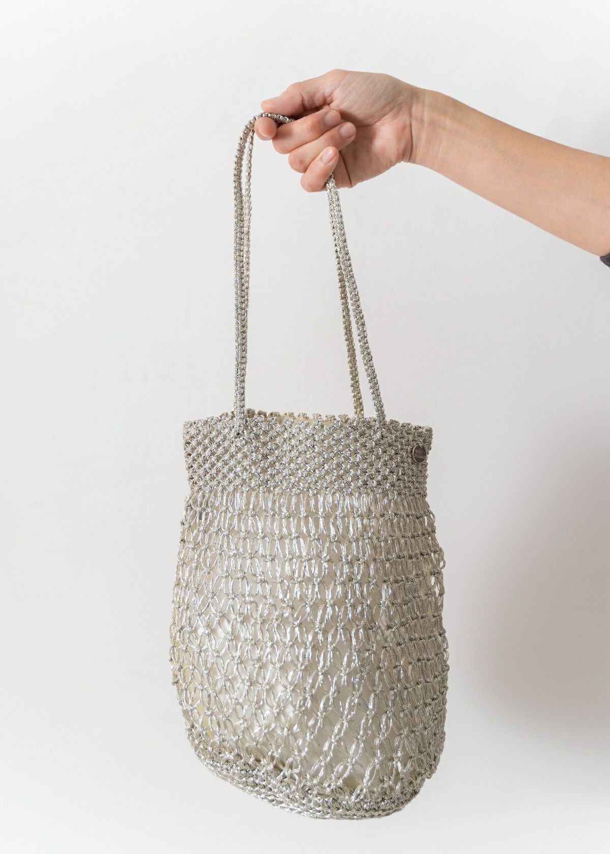 Metallic Macrame Tote