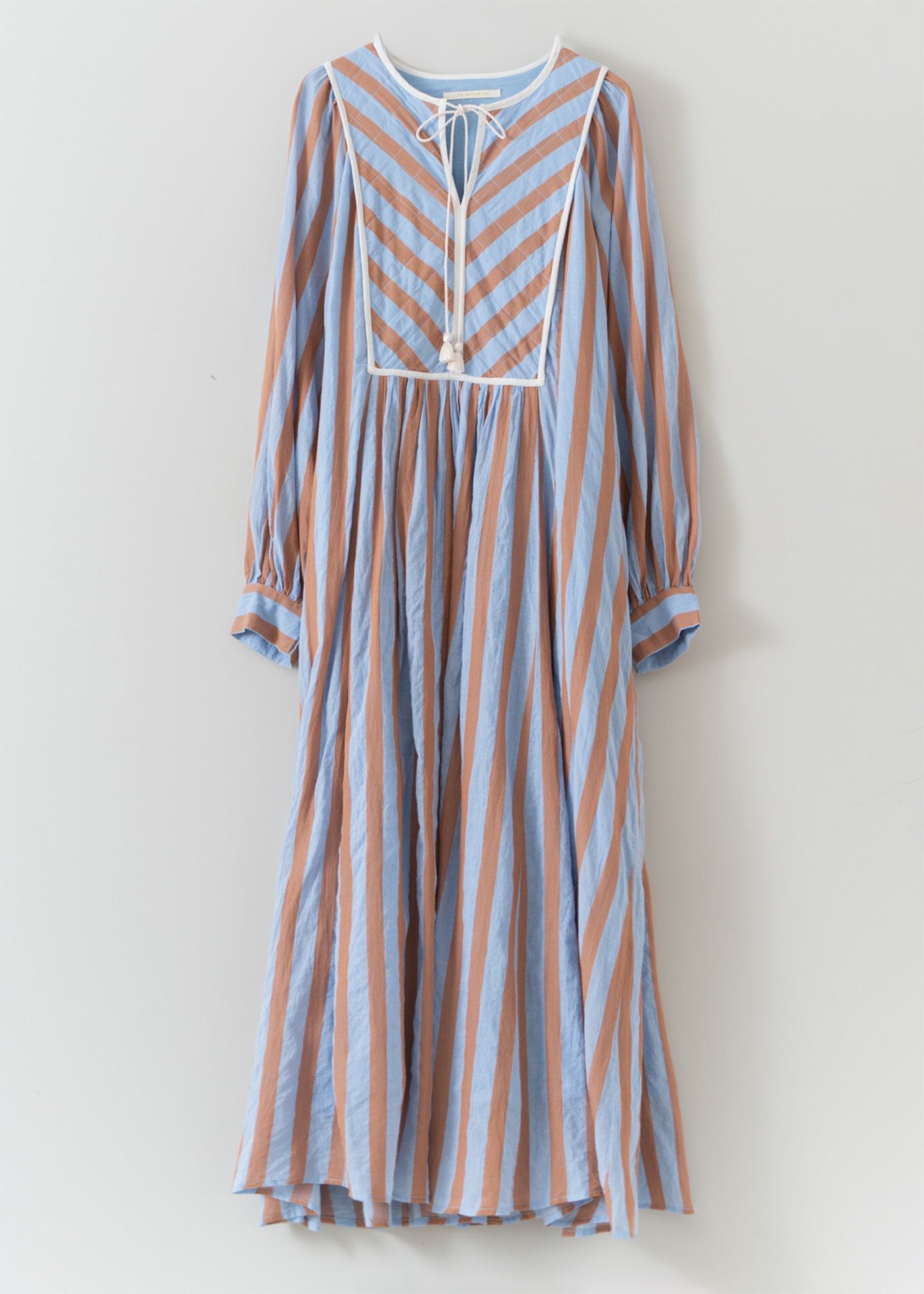 Cotton Voile Stripe Gather Dress
