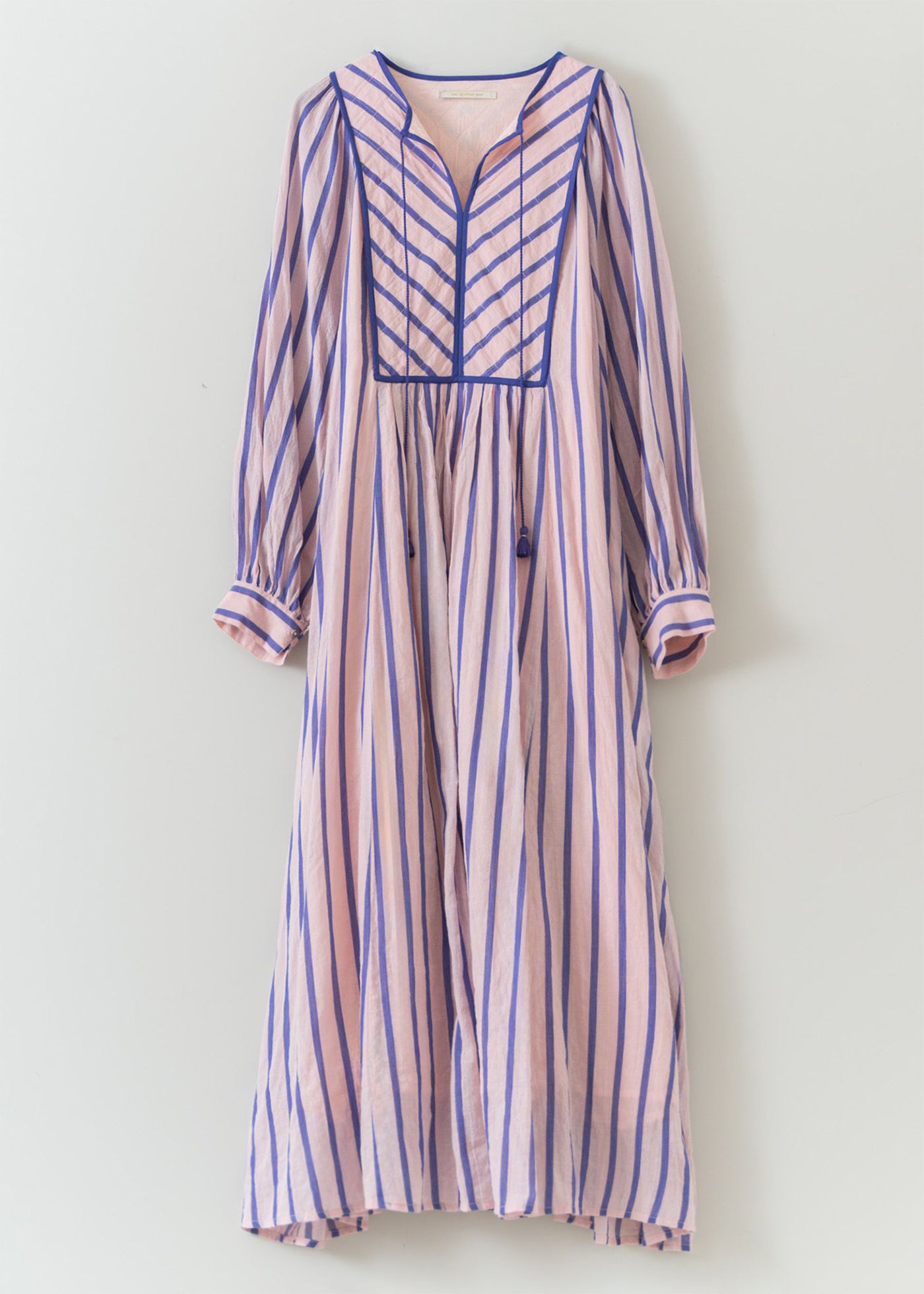 Cotton Voile Stripe Gather Dress