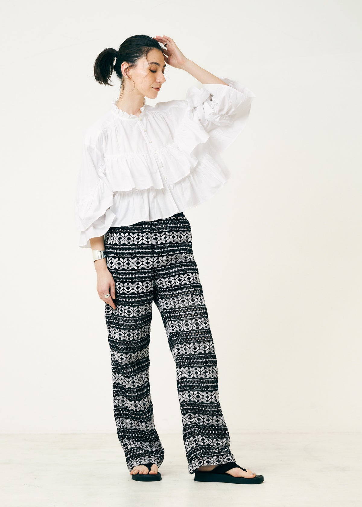 Cotton Border Lace Pants