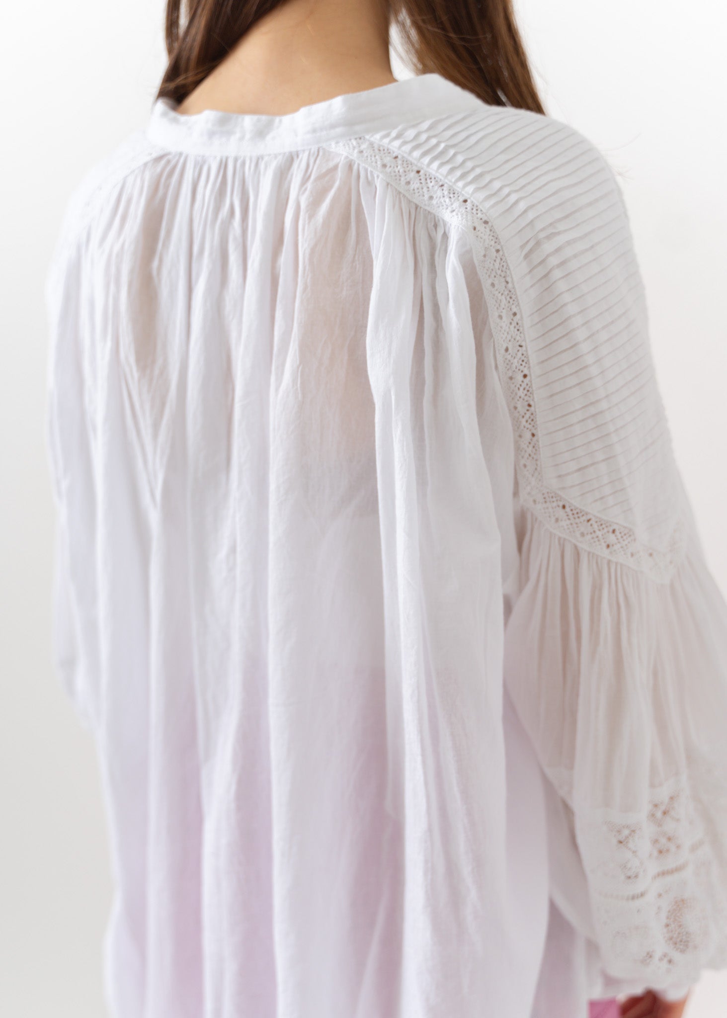 Cotton Voile Lace & Pin Tuck Blouse | Pasand by ne Quittez pas 