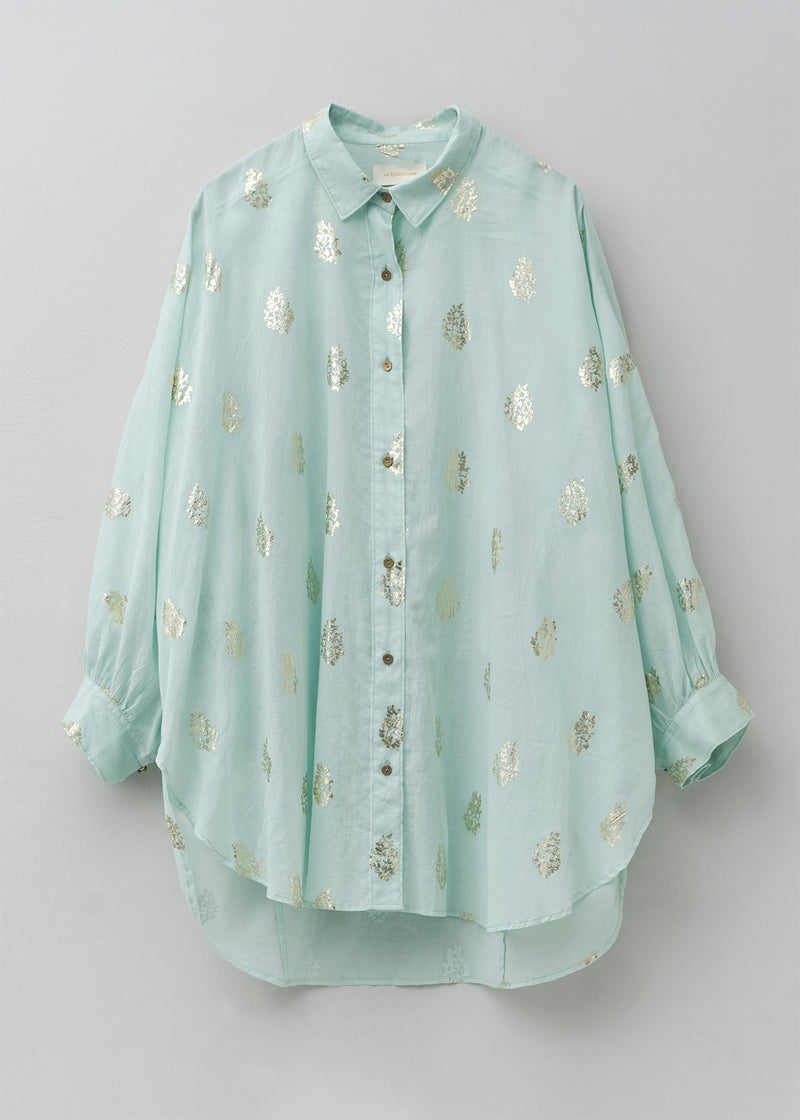 Cotton Voile Foil Flower Print Round Shirt | Pasand by ne Quittez 
