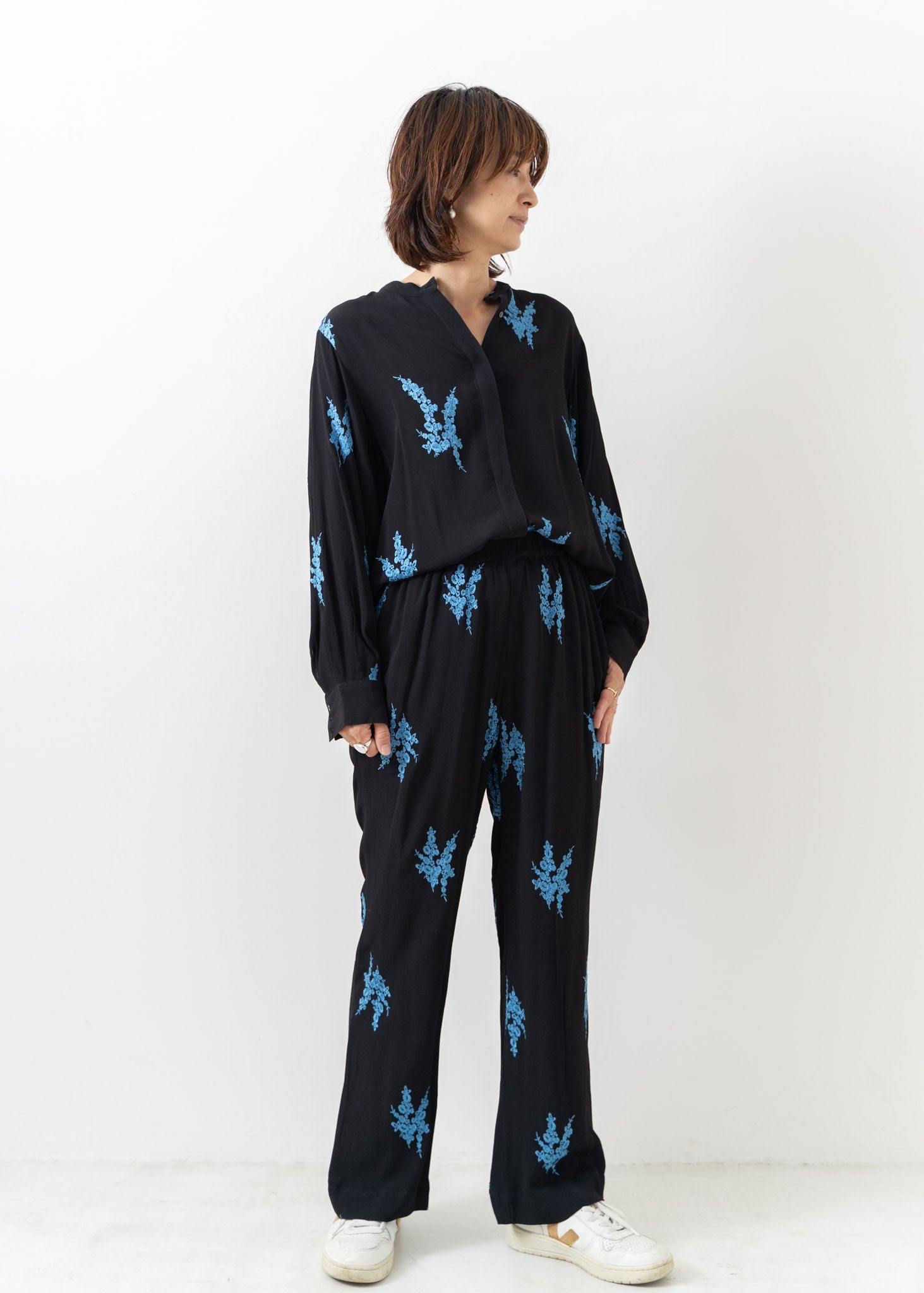 Moss Rayon Full Embroidery Shirts