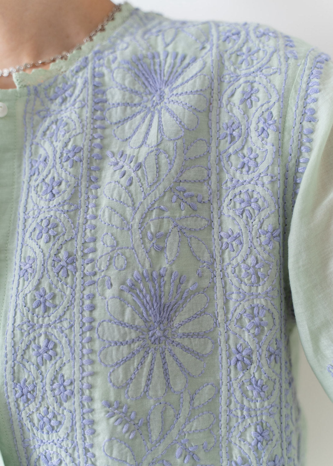 Cotton Voile Lucknow Embroidery Top