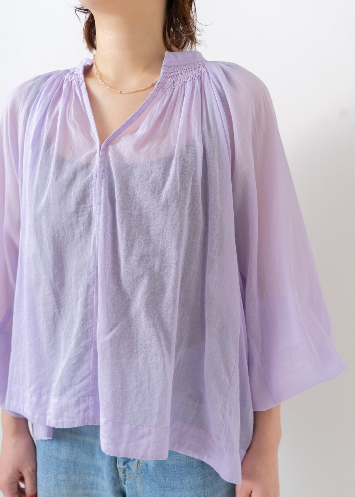 Cotton Voile Smocking Blouse | Pasand by ne Quittez pas | パサン