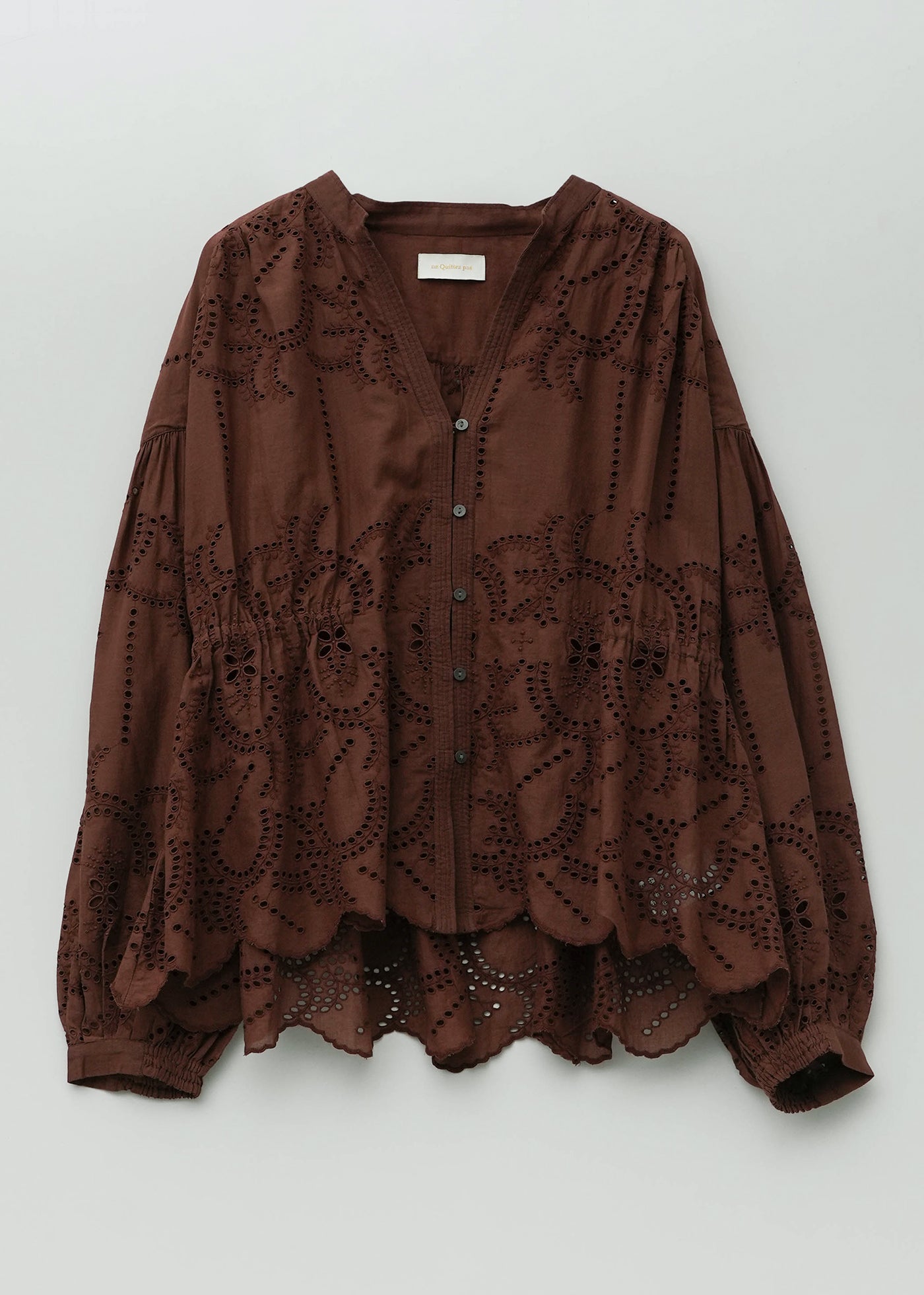 Cotton Voile Lupine Cifre Gather Blouse