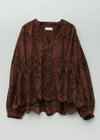 Cotton Voile Lupine Cifre Gather Blouse