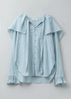 Cotton Silk Flare Collar Blouse