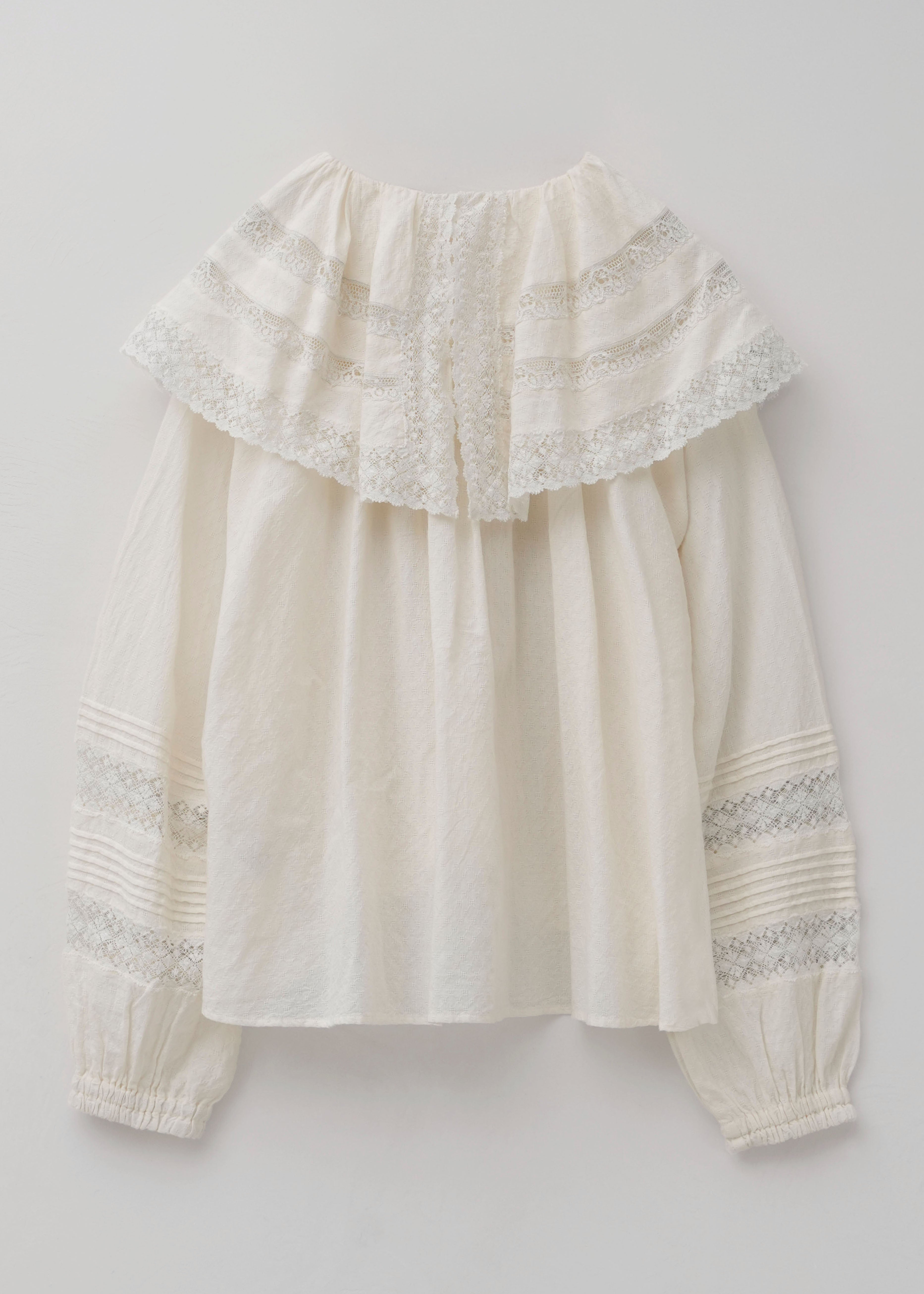 【9/2 10時発売】Cotton Dobby Lace Collar Blouse