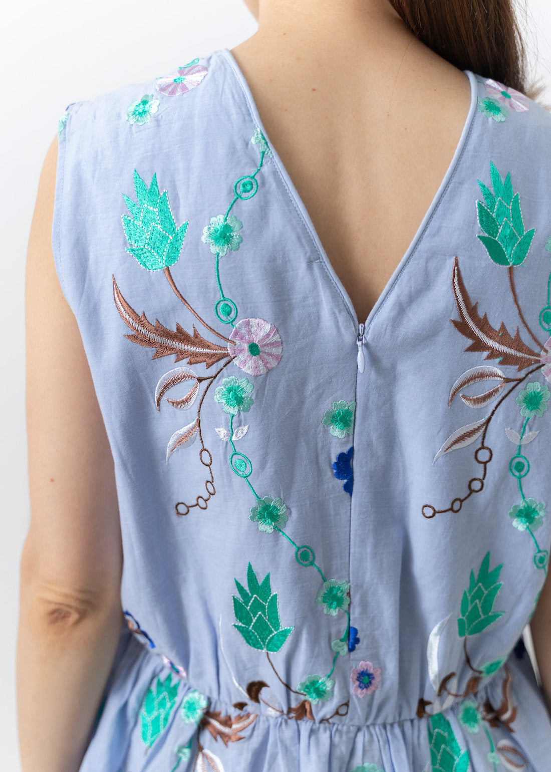 Cotton Herbarium Embroidery Sleeveless Top