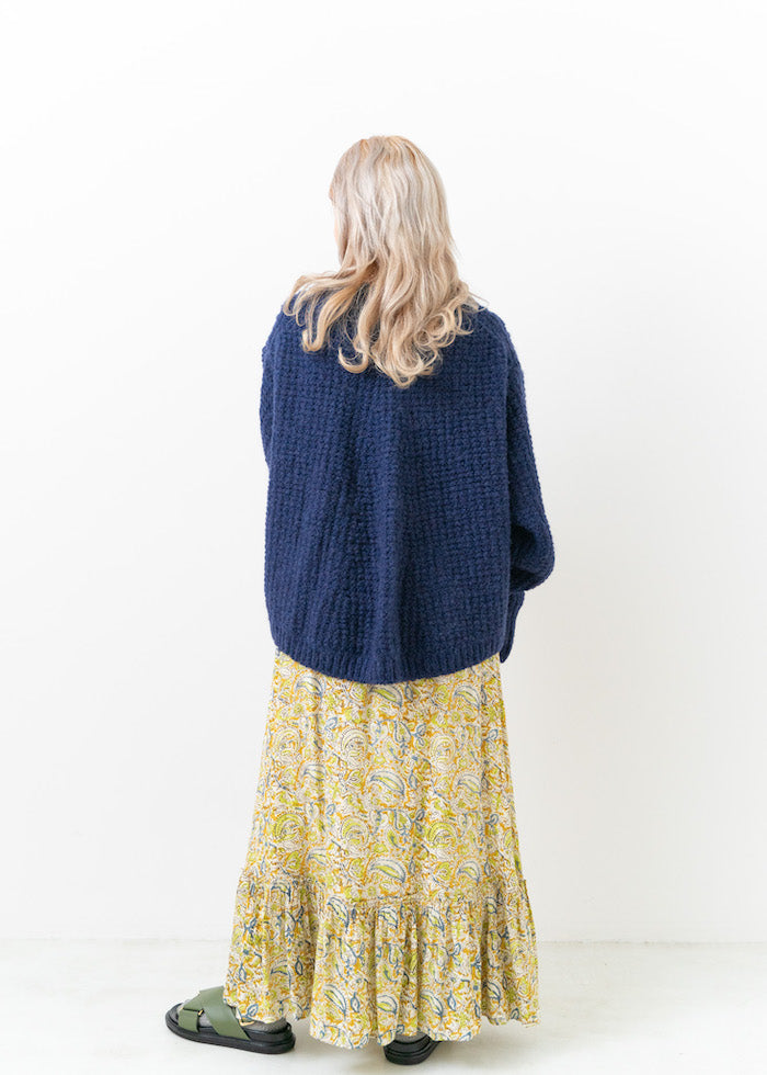 Rayon Jacquard Paisley Print Tiered Skirt