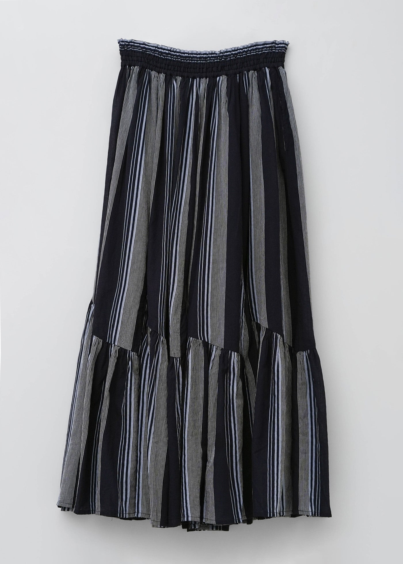 【3/4 10時発売】Cotton Voile Stripe Slant Panel Skirt