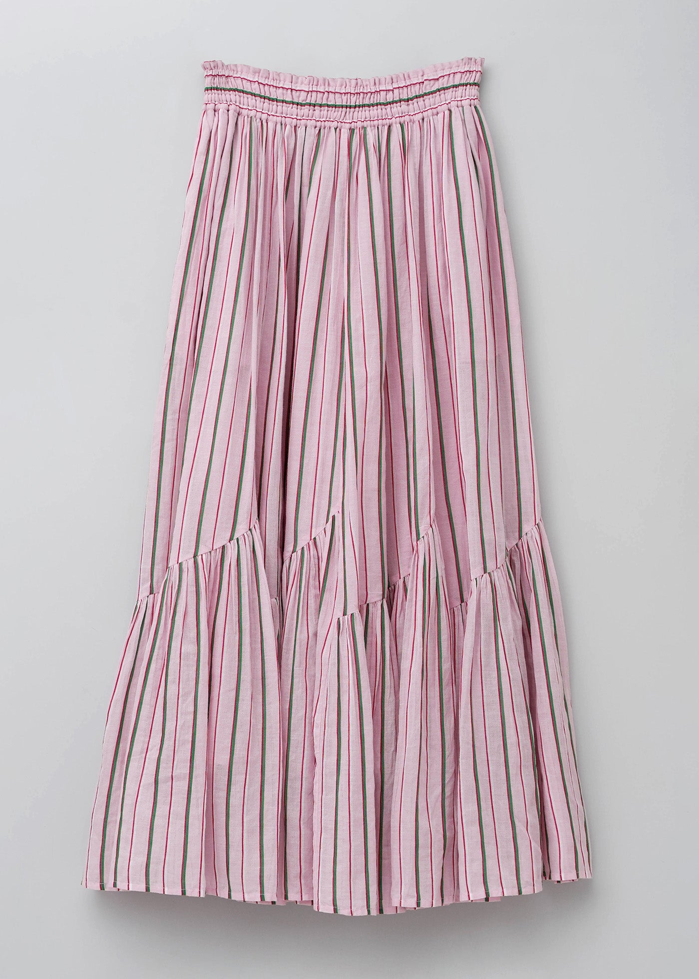 【3/4 10時発売】Cotton Voile Stripe Slant Panel Skirt