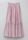【3/4 10時発売】Cotton Voile Stripe Slant Panel Skirt