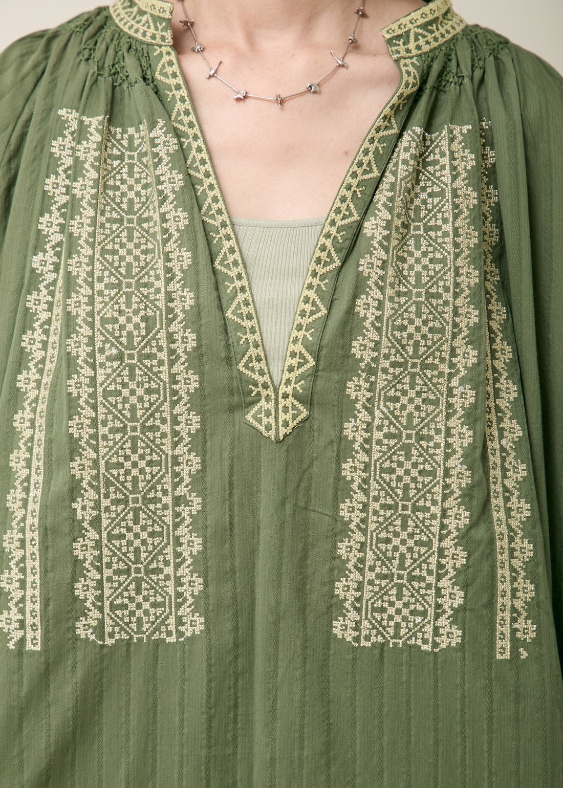 Cotton Jacquard Zari Embroidery Dress