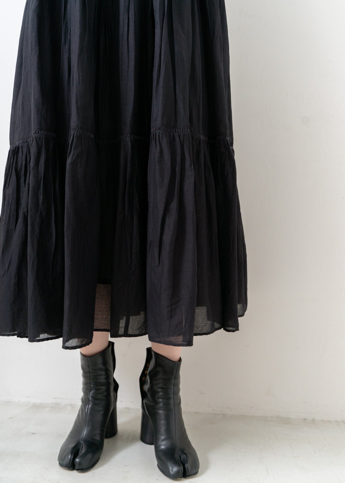 Cotton Voile Tiered Maxi Dress Black | Pasand by ne Quittez pas 