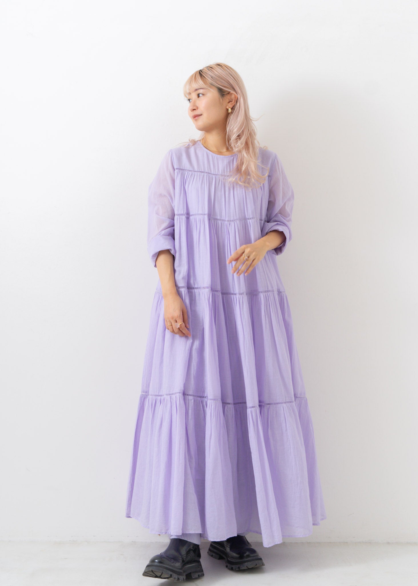 Cotton Voile Tiered Maxi Dress Lilac | Pasand by ne Quittez pas 