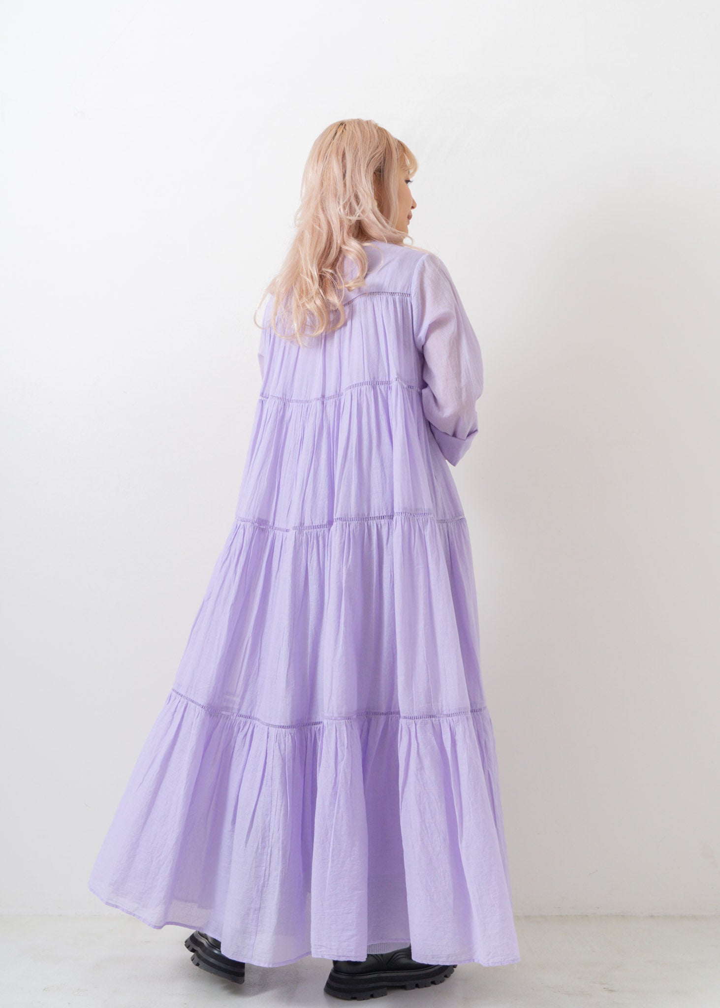 Cotton Voile Tiered Maxi Dress Lilac | Pasand by ne Quittez pas