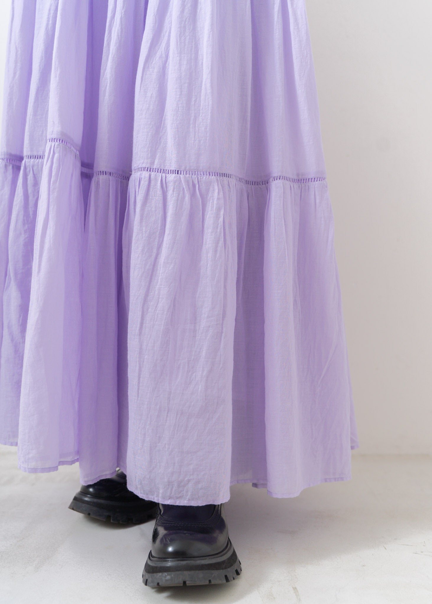Cotton Voile Tiered Maxi Dress Lilac