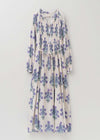 [Expected delivery in early January] Cotton Jacquard Marigold Print Shirring Dress