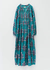 [Expected delivery in early January] Cotton Jacquard Marigold Print Shirring Dress