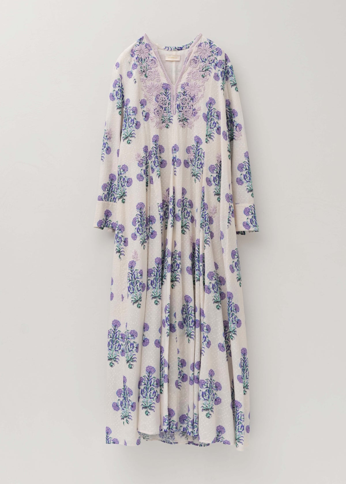 Cotton Jacquard Marigold Print Chikan Embroidery Dress