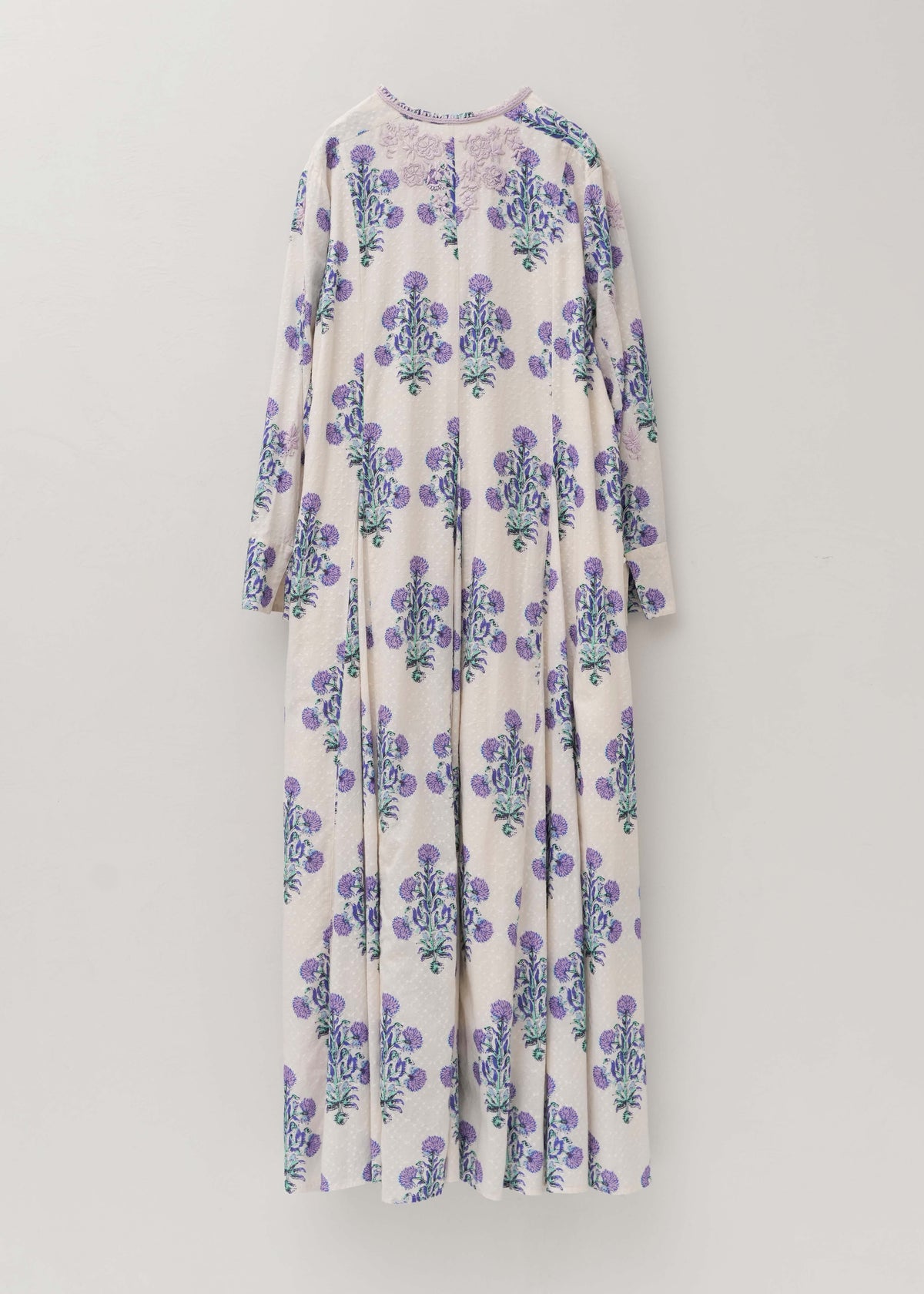 Cotton Jacquard Marigold Print Chikan Embroidery Dress