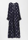 Cotton Voile Foil Flower Print Sleeve Dress