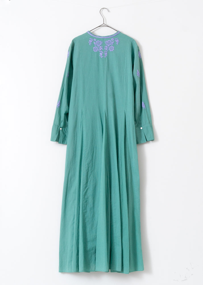 Cotton Dobby Chikan Embroidery Panel Dress
