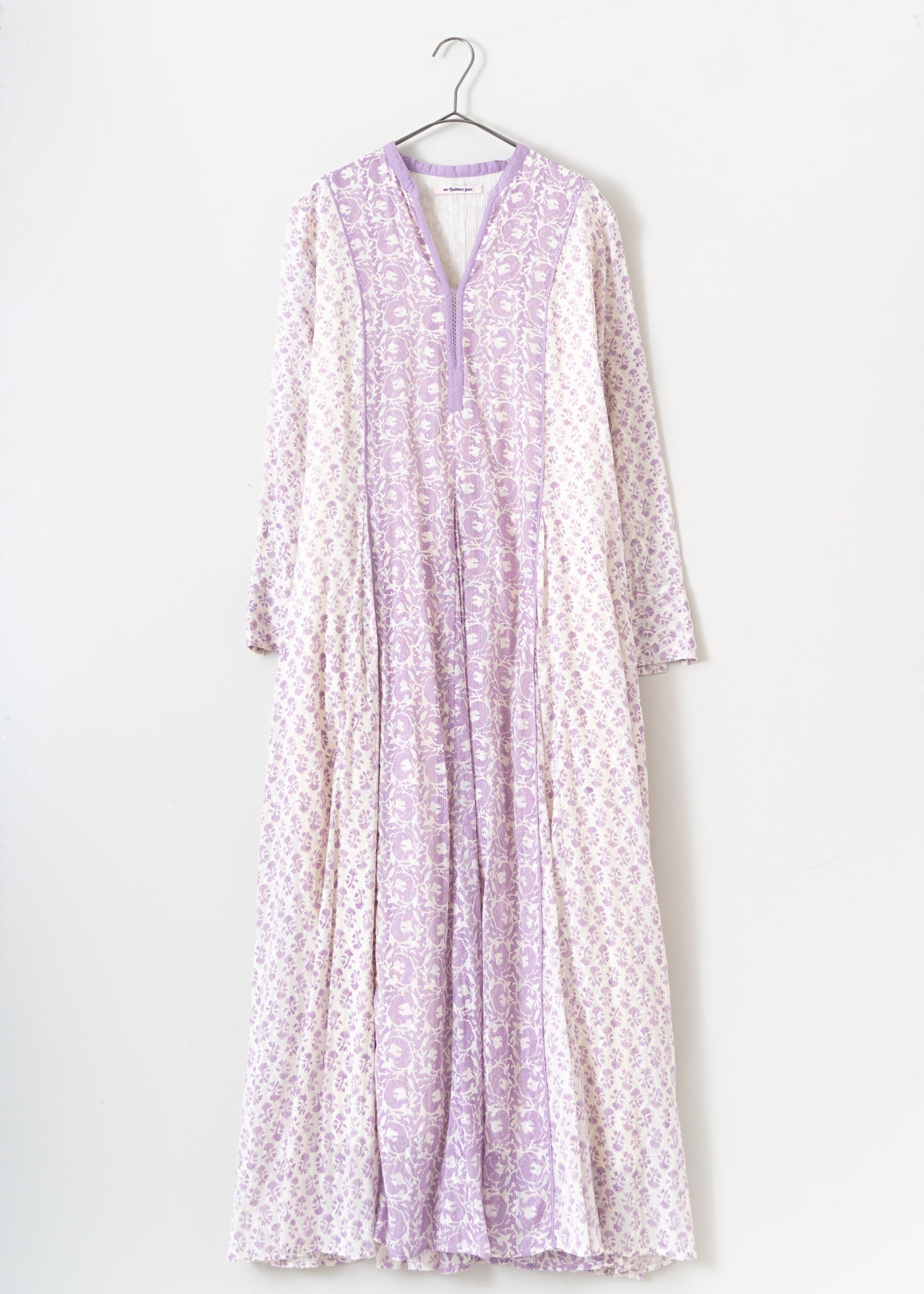 Cotton Jacquard Combi Print Panel Dress | Pasand by ne Quittez pas |  パサンドバイヌキテパ