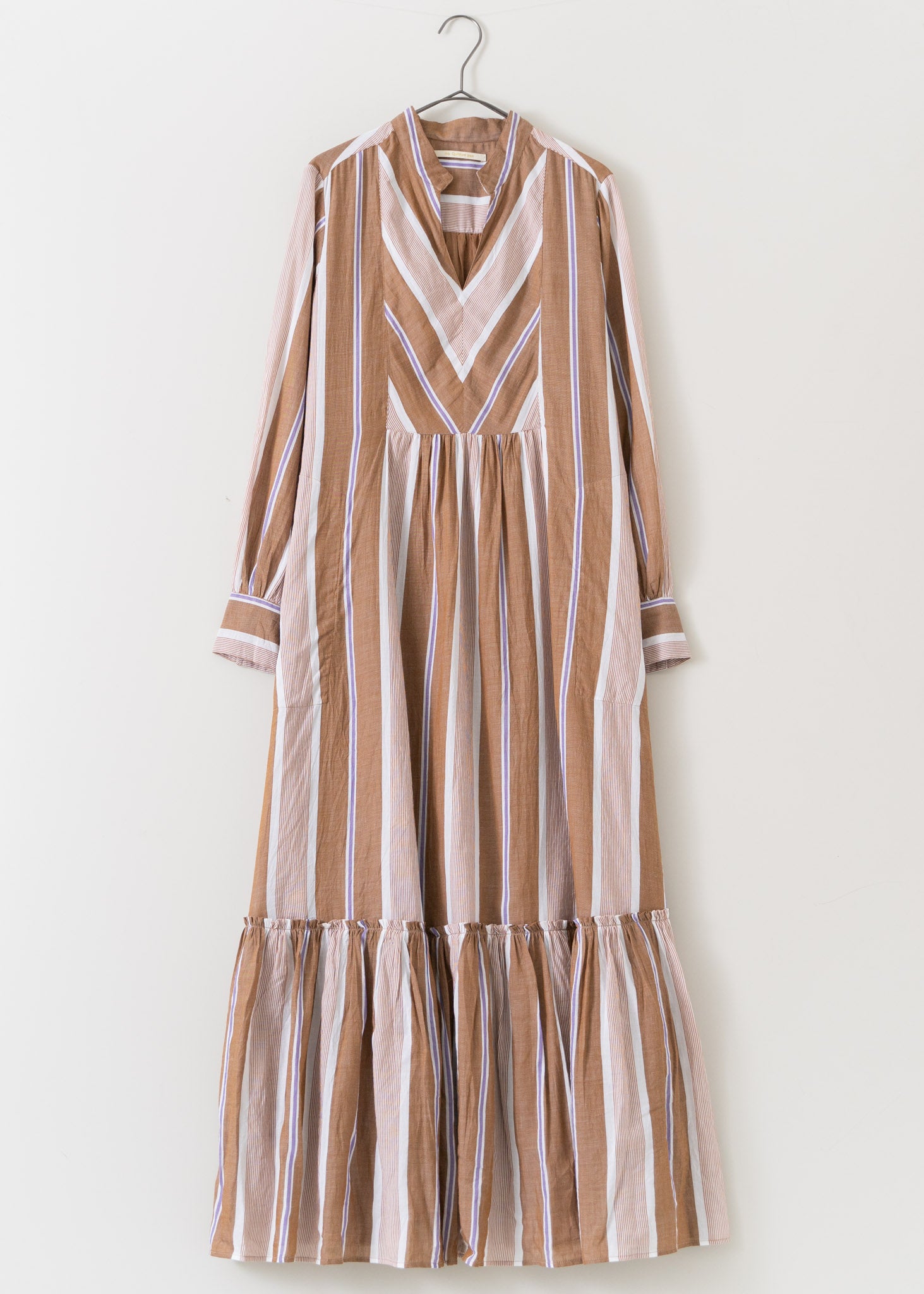 Cotton Voile Stripe Panel Dress