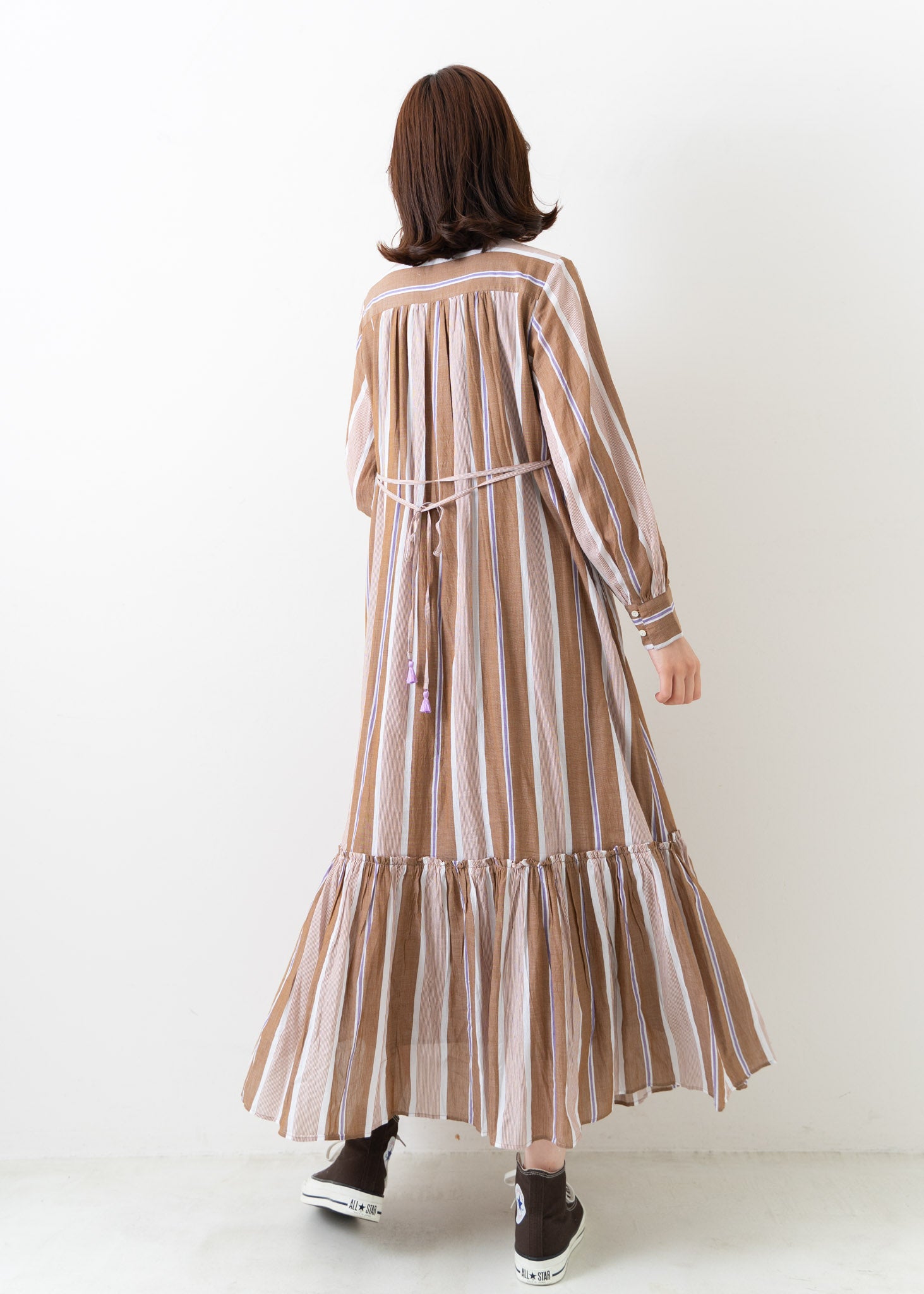 生地の厚さ薄手cotton voile stripe dress ヌキテパ