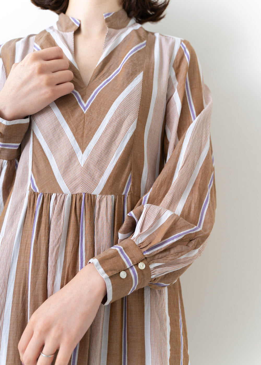 Cotton Voile Stripe Panel Dress | Pasand by ne Quittez pas 
