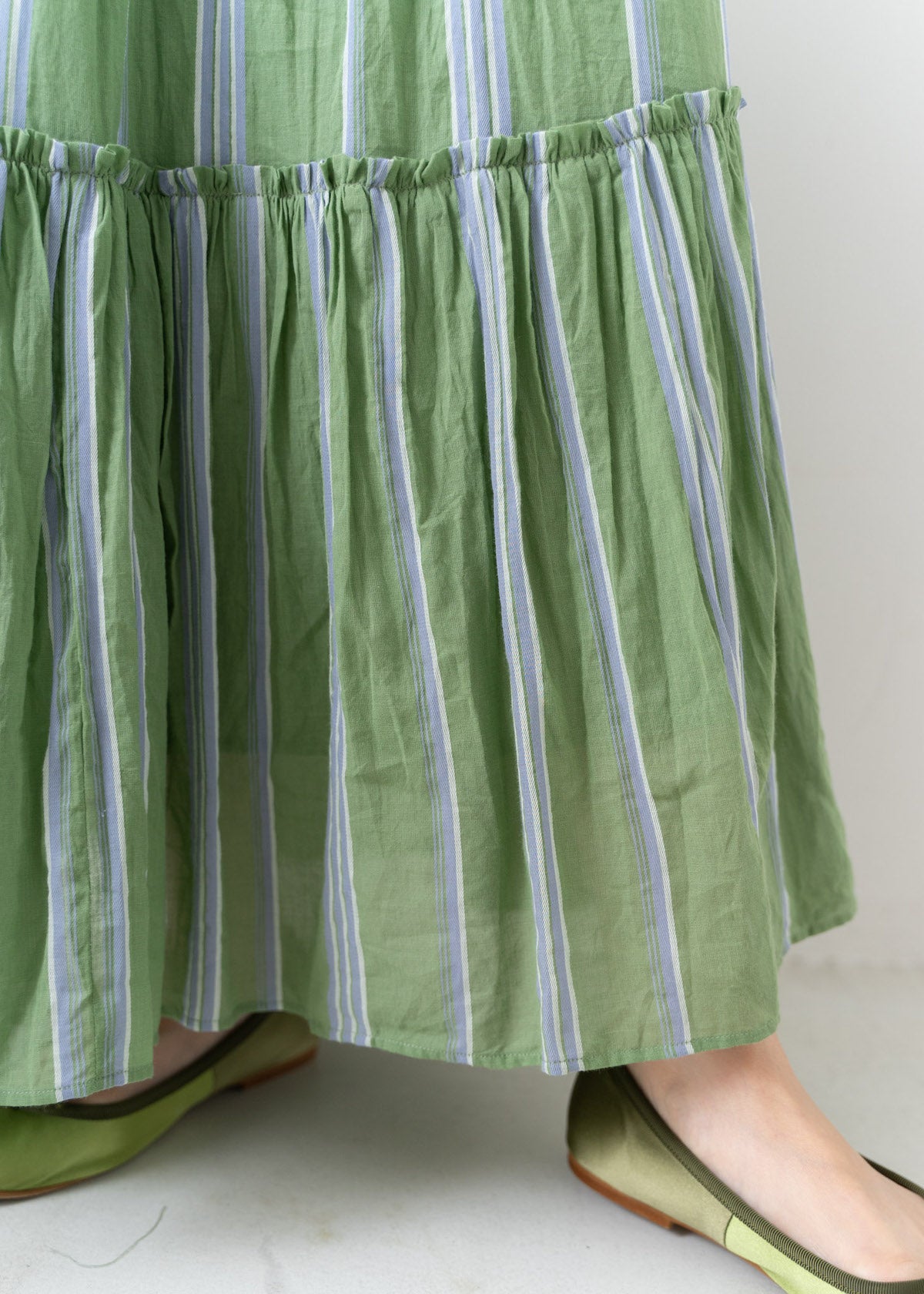 Cotton Voile Stripe Panel Dress