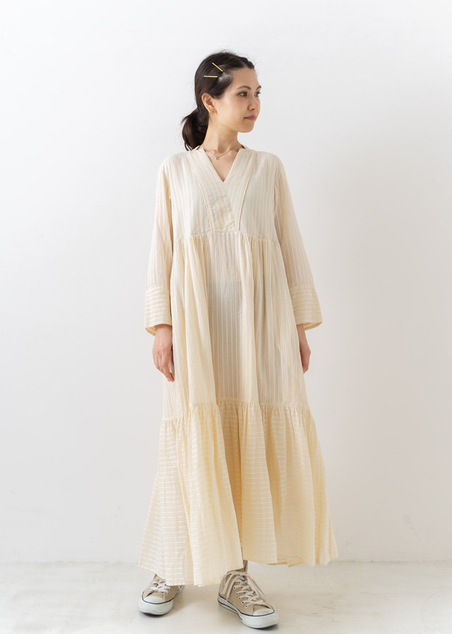 Cotton Lurex Stripe Tiered Dress | Pasand by ne Quittez pas