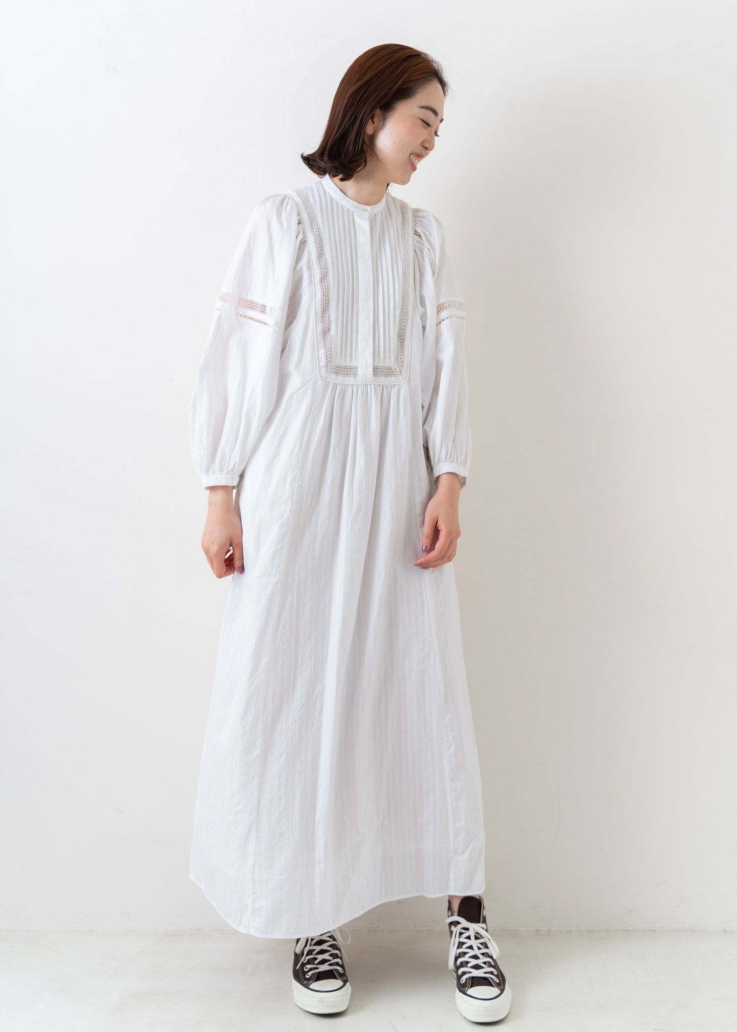 Cotton Dobby Stripe Square Lace Dress | Pasand by ne Quittez pas Cotton Dobby Stripe Square Lace Dress | Pasand by ne Quittez pas