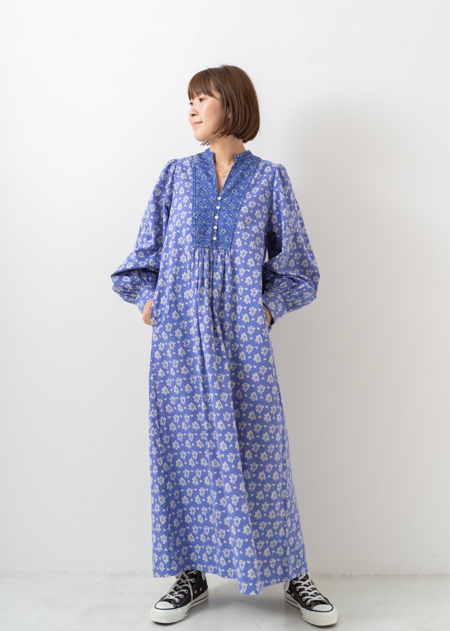 Sheeting Flower Print Gather Sleeve Dress | Pasand by ne Quittez