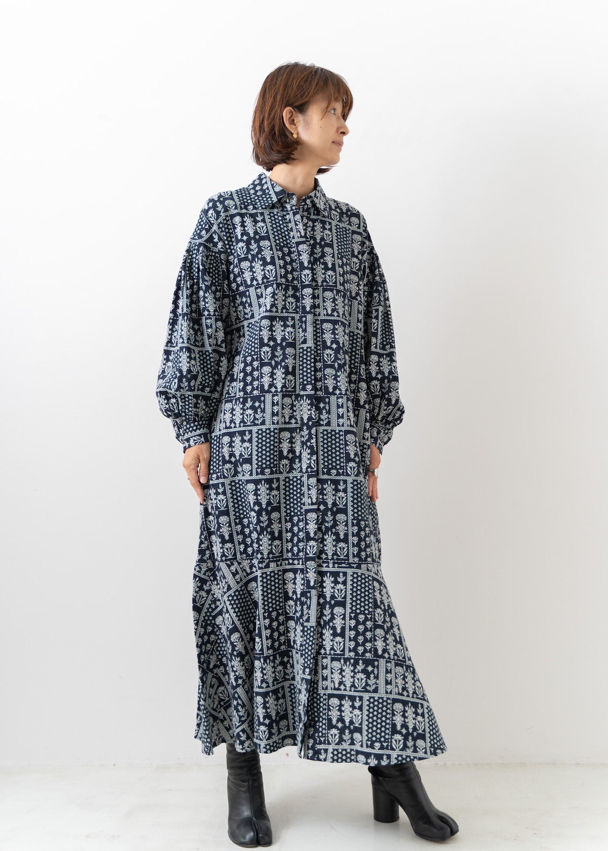 Crimp Cotton Patch Work Shirts Dress | Pasand by ne Quittez pas | パサンドバイヌキテパ