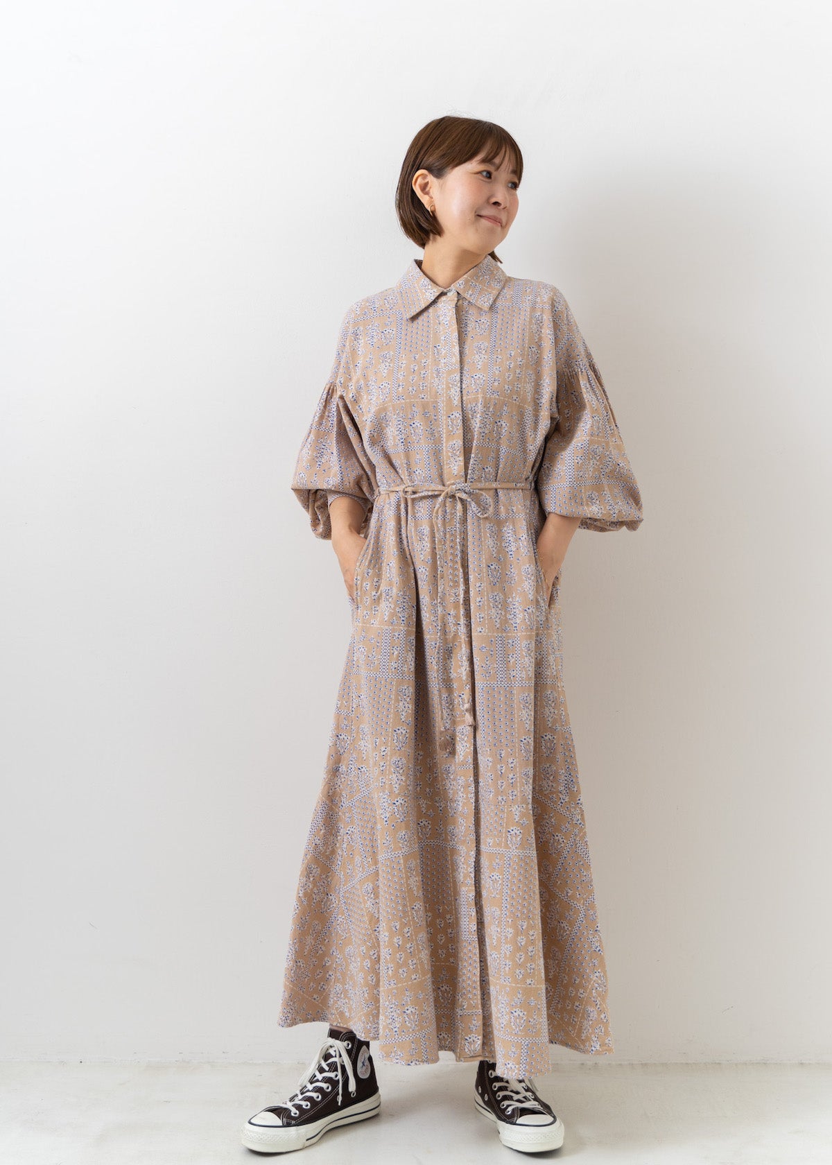 Crimp Cotton Patch Work Shirts Dress | Pasand by ne Quittez pas | パサンドバイヌキテパ