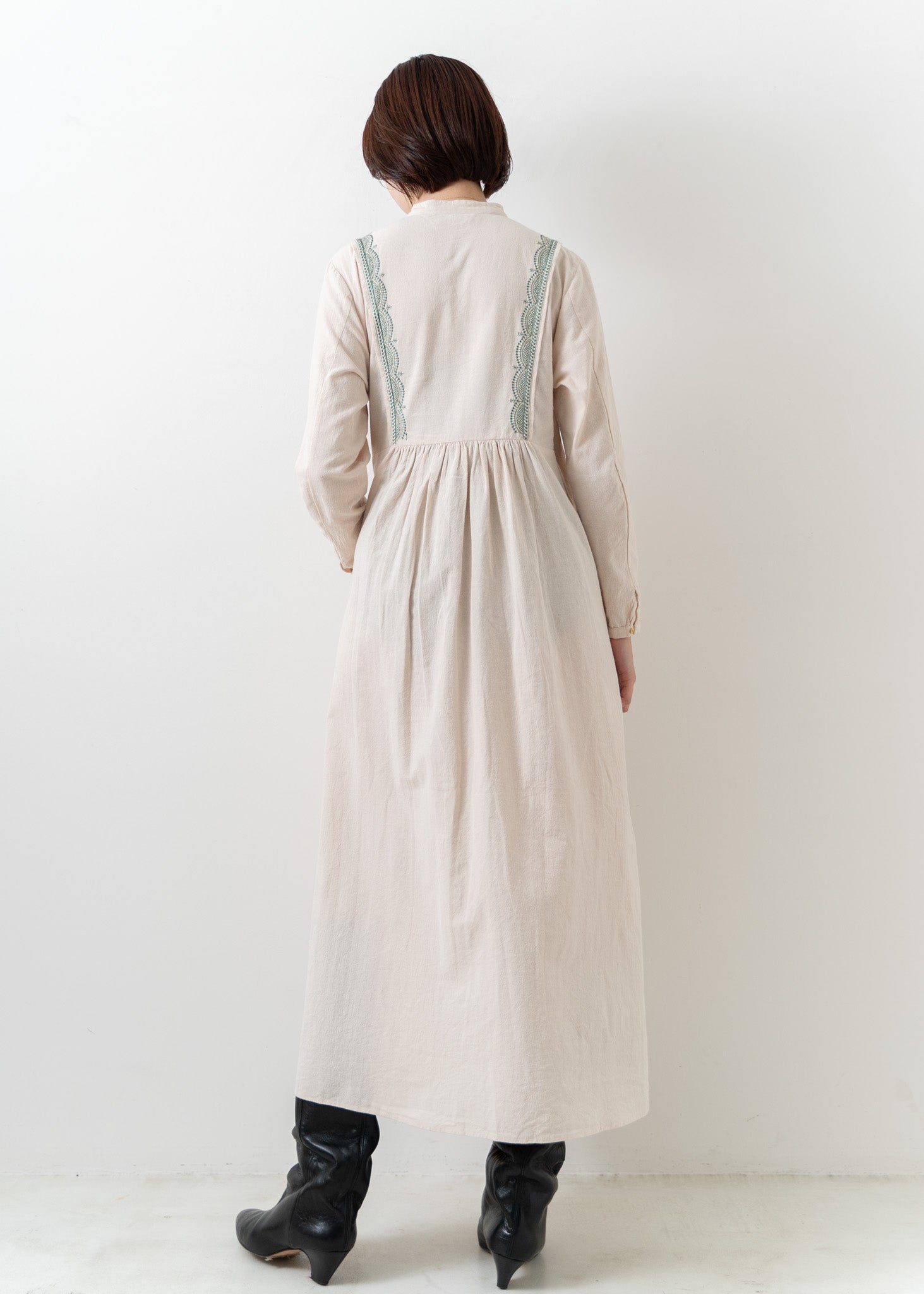Crimp Cotton Solid Embroidery Dress | Pasand by ne Quittez pas