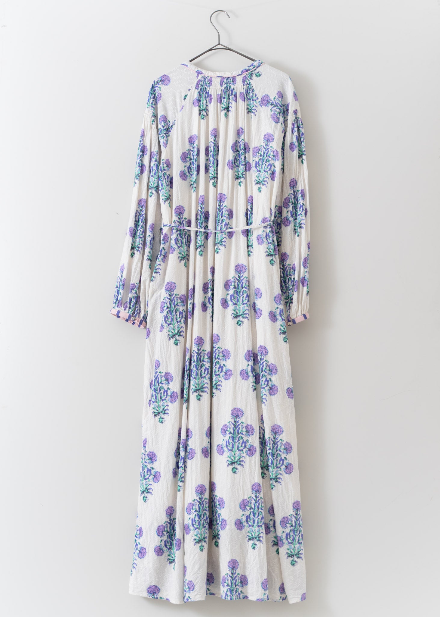 【Ecru予約受付中】Cotton Jacquard Marigold Print Shirring Dress