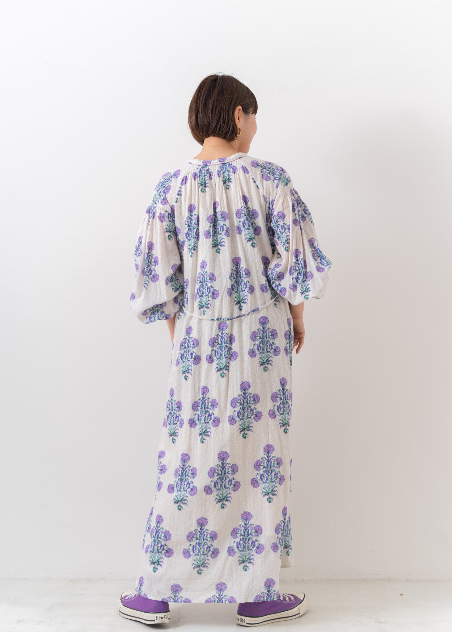 Cotton Jacquard Marigold Print Shirring Dress | Pasand by ne ...