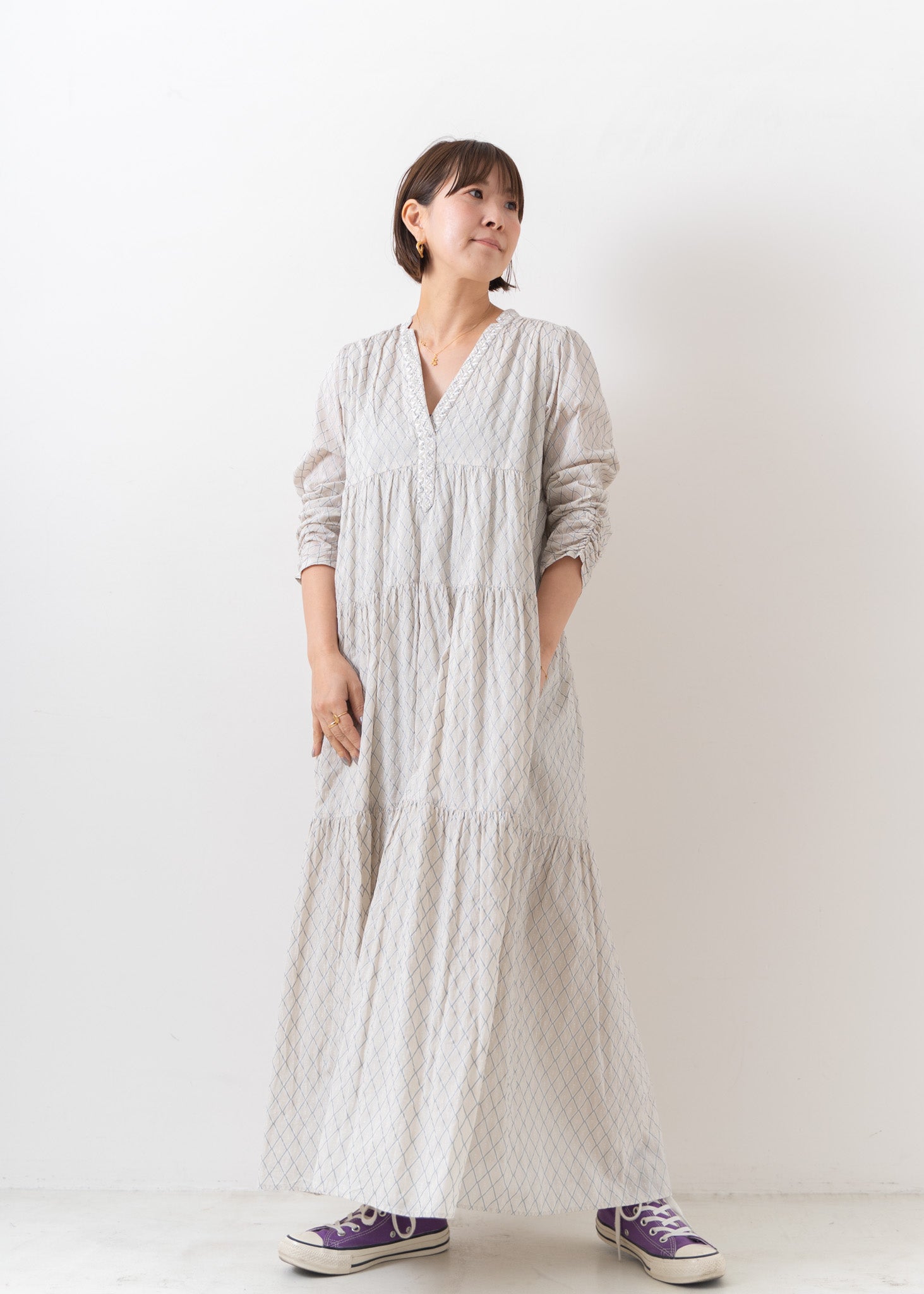 Dia Check Print Tiered Dress | Pasand by ne Quittez pas | パサン