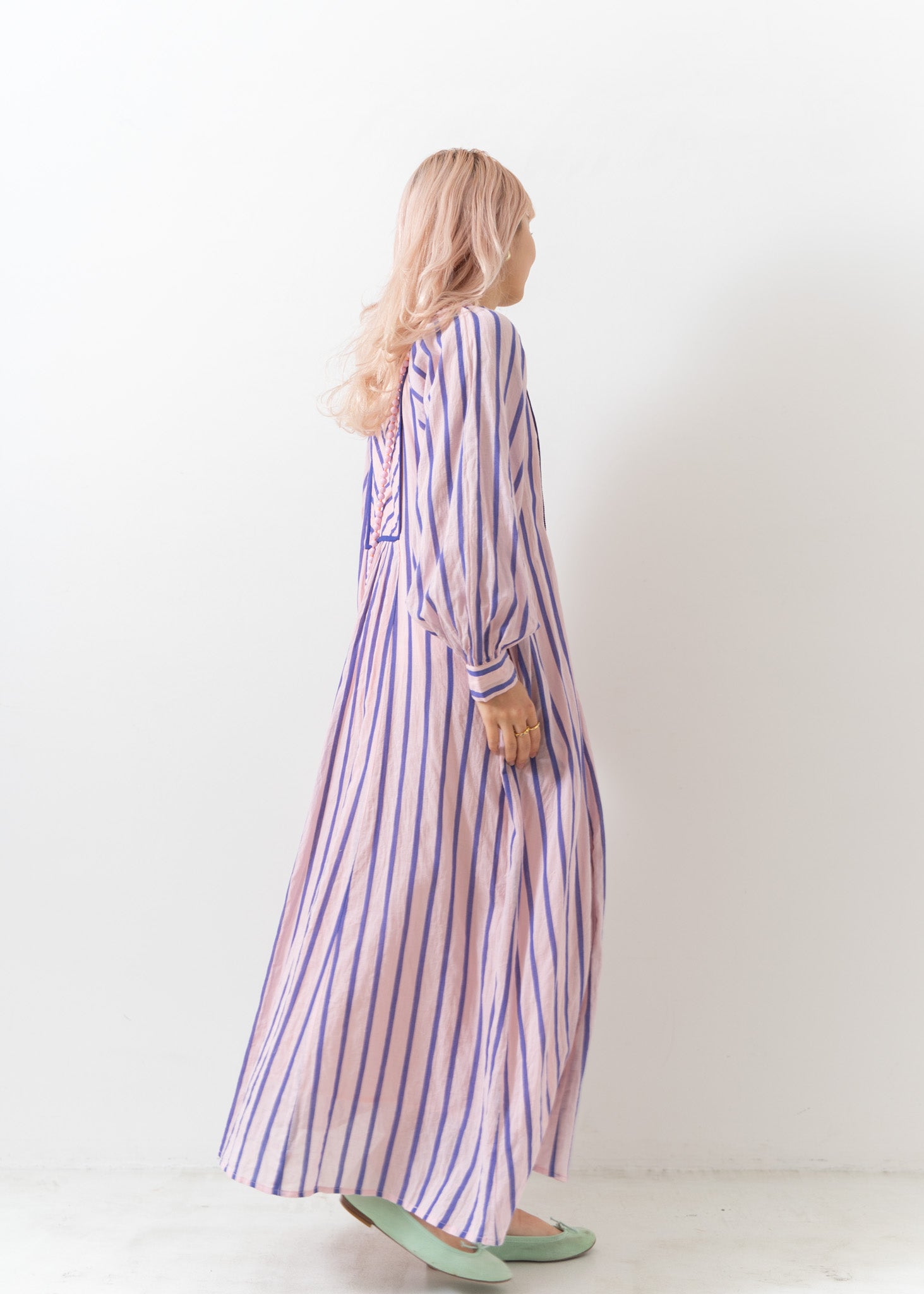 Cotton Voile Stripe Gather Dress | Pasand by ne Quittez pas