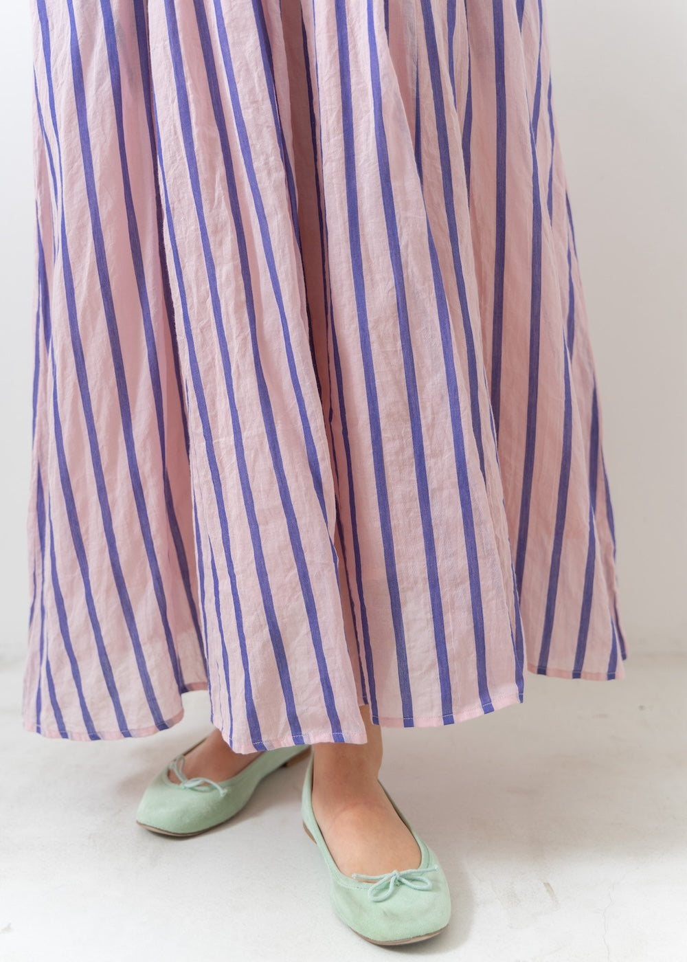 Cotton Voile Stripe Gather Dress | Pasand by ne Quittez pas 