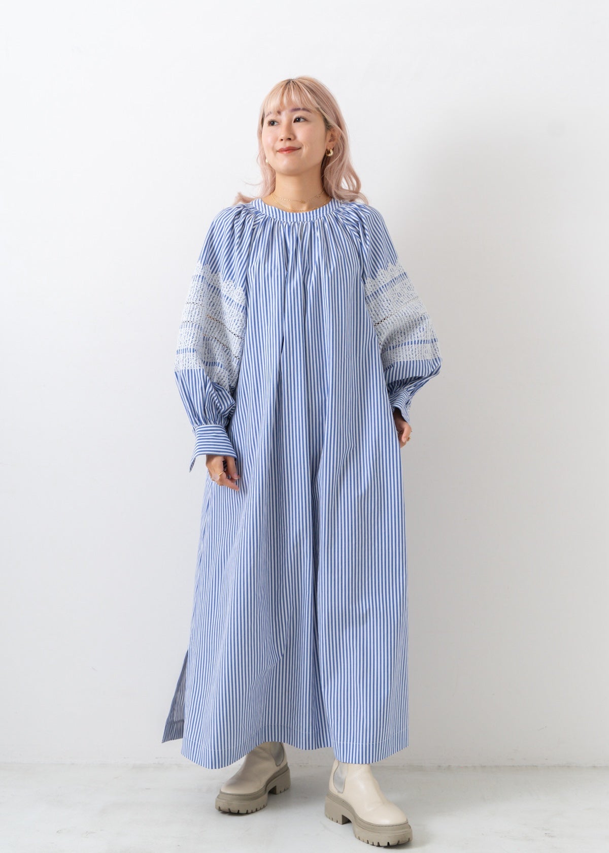 Fine Poplin Kika Embroidery Gather Dress | Pasand by ne Quittez 