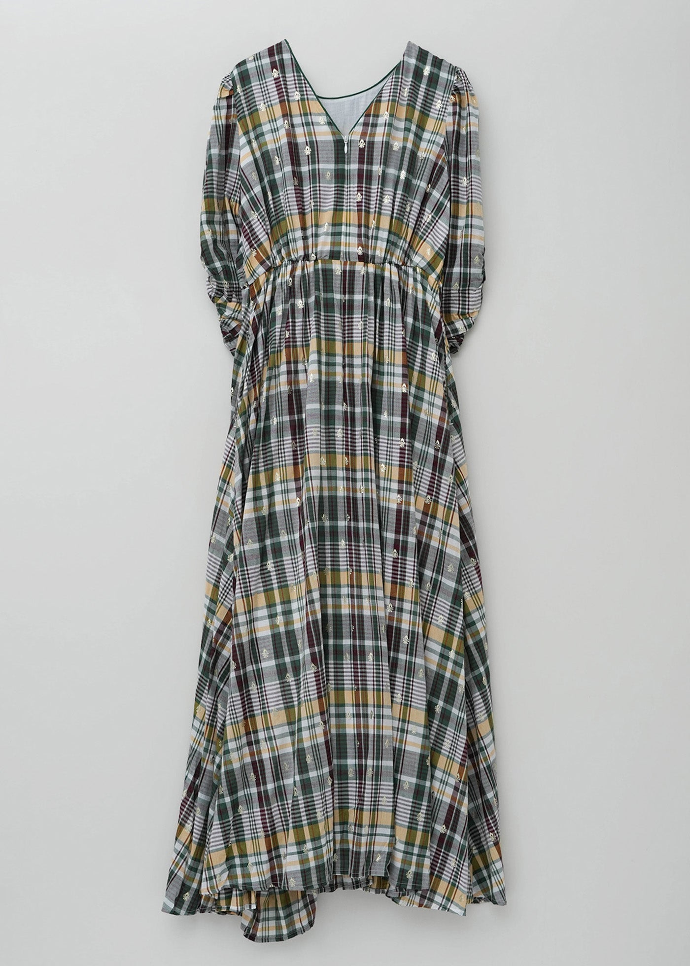 Cotton Foil Print Twisted Waist Dress