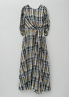 Cotton Foil Print Twisted Waist Dress