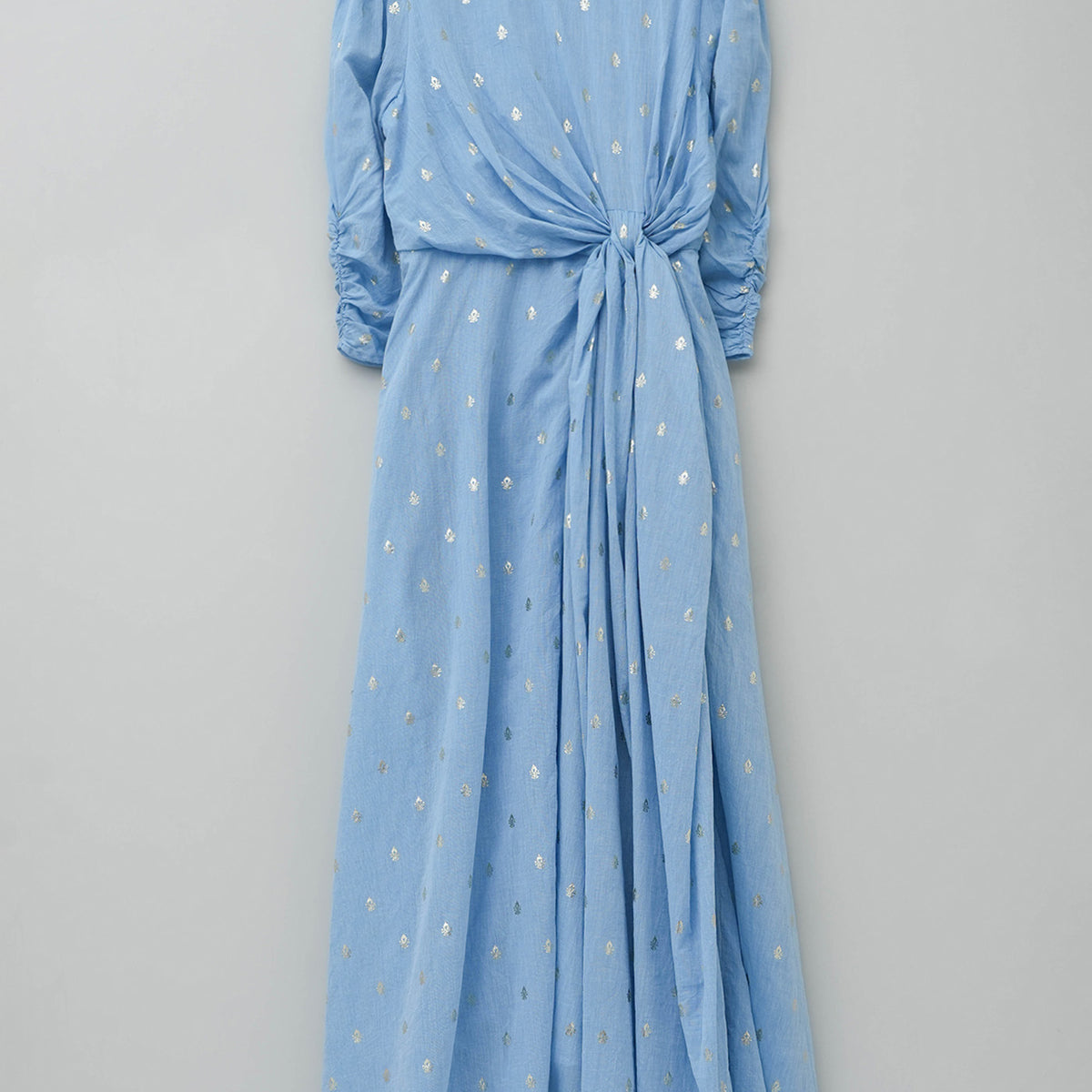 Cotton Foil Print Twisted Waist Dress | Pasand by ne Quittez pas 