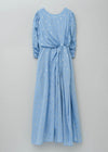 Cotton Foil Print Twisted Waist Dress